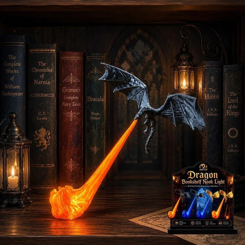 Dragon bookshelf nook - nook, light