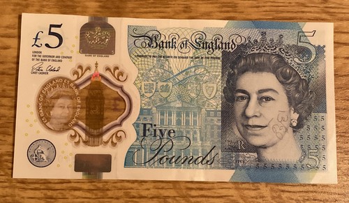 Polymer five pound note - £5,