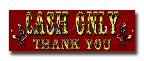 Cash only metal sign - metal, x
