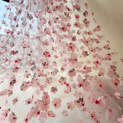 Pink flower lace fabric - pink,