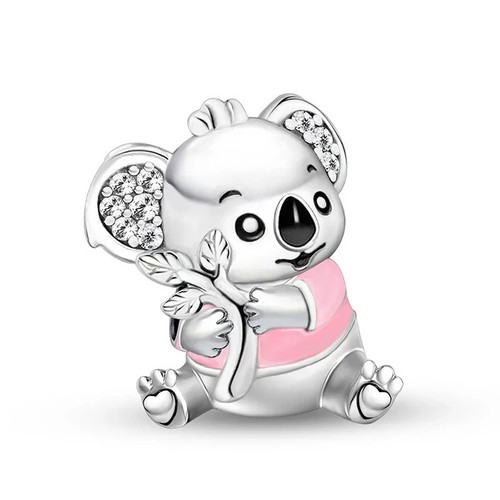 Pink koala bead charm sterling - koala,
