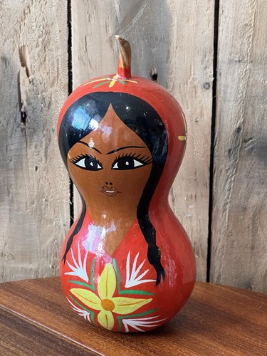 Vintage hand painted gourd