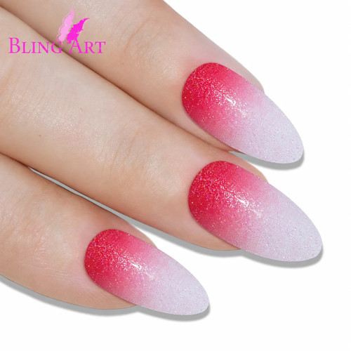 Red ombre almond stiletto - red,