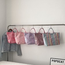 Pvc striped tote bag - striped,