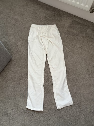 Ladies white linen trousers - ladies,