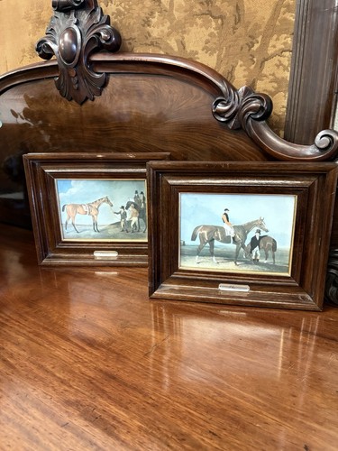 Pair framed horse - framed, racing