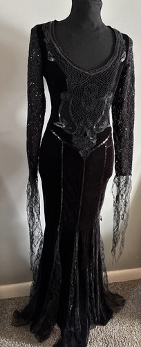 Velvet sequin lace goth dress - velvet,