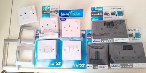 Assorted light switches and - light,