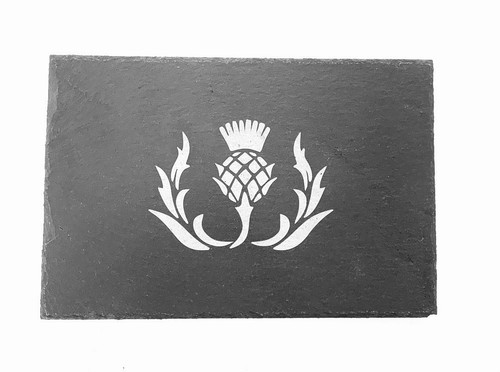 Thistle engraved rustic slate - thistle,