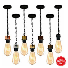 Vintage Industrial Chain Pendant E27 Bulb Holder Ceiling Rose Light Fitting Kit
