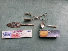 Silver Plated Tableware, Ladle, Serving Thongs. Queen Anne Pastry Serving Server