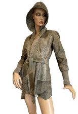 Leather Parka Jacket upcycled leather size small 