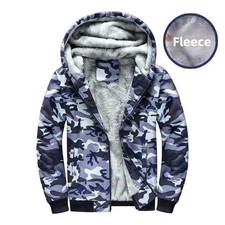Men’s Camouflage Zip Up Hoodie Sherpa Lined Fleece Winter Warm Jacket