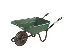 90 Litre Green Coloured Polypropylene Barrow & Pneumatic Wheel - Barrow in a Box
