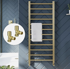 Brushed Brass Heated Towel Rail Straight Bathroom Ladder Radiator Gold - 3 Sizes