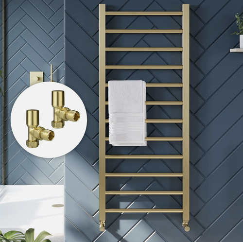 Brushed brass heated towel - brass,