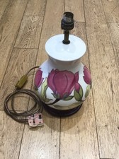 Moorcroft Magnolia Pattern Table Lamp 13 5/8” Tall