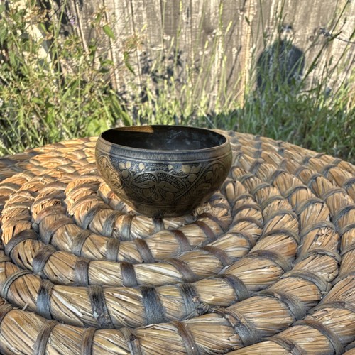 Engraved ornate brass bowl - engraved,