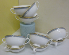 9x  2 handle soup bowls white