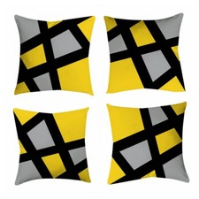 Set of 4 Grey Yellow Black Large Cushion Covers Without Pillow Core 45cm
