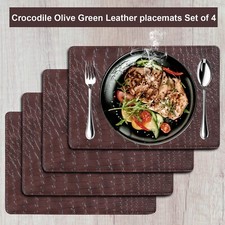 PU Leather Placemat And Coaster Set Of 4 Table Mats Dining Waterproof Tableware
