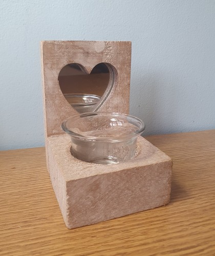 Rustic wooden tea light holder - tea,
