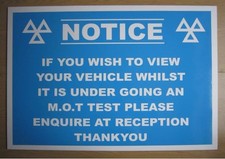 MOT WISH TO VIEW MOT PVC SIGN NOTICE VEHICLE GARAGE WORK SHOP**NEW FREE P&P**