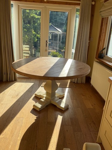 Round reclaimed pine dining