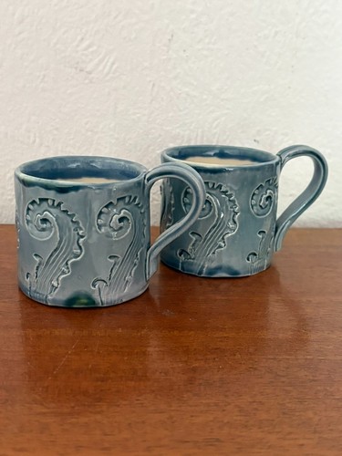 Two studio pottery small mugs - pottery,