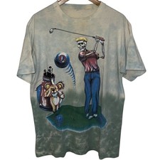 Vintage 90s 1994 Grateful Dead Skeleton Golf T-Shirt, Tie Dye, Medium-Large