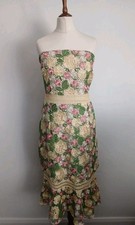  GUIPURE LACE strapless Dress Size 34 Chest Floral Lace Lined Wedding Party