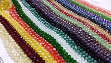70 Faceted Rondelle Crystal Glass Loose Beads 40 COLOUR 8mm FREE PP