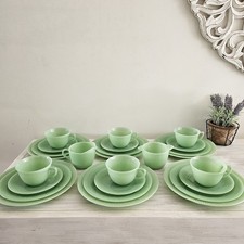 26 Piece Jadeite Dinner Tea/Coffee Set Vintage Green 1950’s Jane Ray Fire King