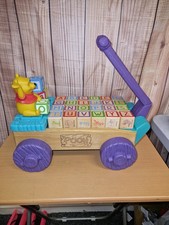 Disney Vintage Winnie The Pooh ABC Wagon Pull Along Cart With Blocks