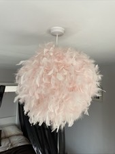 Next Lipsy Pink Feather Sphere Globe Pendant Light Shade Approx 40cm Diameter