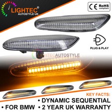 For BMW Sweeping Dynamic LED Repeaters Clear Silver Side Indicator Flasher