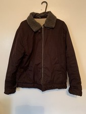 BHS Total Quality Winter Coat Size M Dark Purple with Fleece Hood Quality Zips