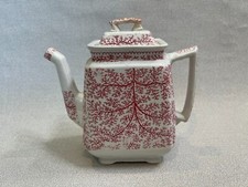 Antique Rare Edge Malkin & Co. B  “Fibre” Red Ironstone Teapot with Lid, 8" High