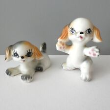 2 x Cute Vintage Puppy Dog Figurines Ceramic Ornament 60s 70s Japan Kitsch Retro