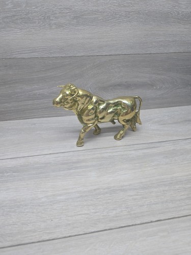 Vintage solid brass bull - vintage,