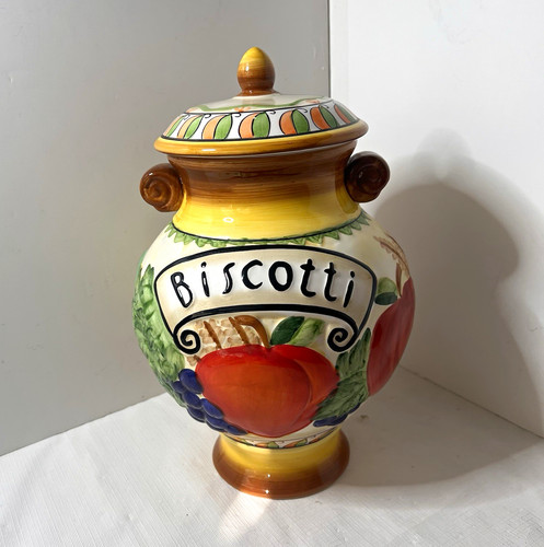 Ceramic biscotti jar canister - jar,