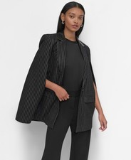 DKNY Women's Pinstriped Cape