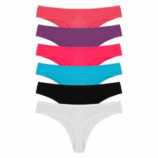 Pack of 6 Womens Cotton Underwear Panties Knickers Seamless Thongs Size 6-18