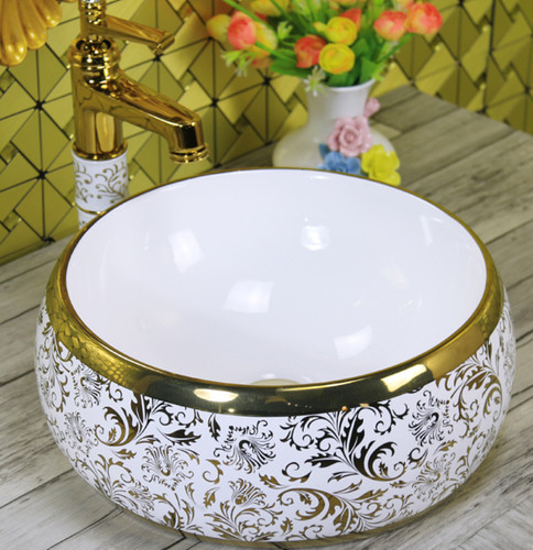 Gold floral bathroom cloakroom - gold,