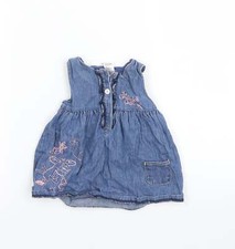 TU Baby Blue Cotton Blend Dress Size 0-3 Months  - Gruffal