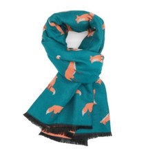 Teal Fox Scarf Warm Thick Terry Winter Foxes Orange Blue Women Christmas Gift