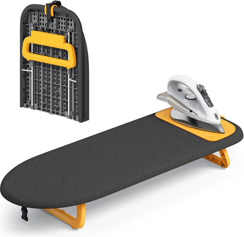 Compact ironing board with - ironing, mat