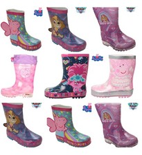 GIRLS OFFICIAL CHARACTER WELLIES RAIN SNOW WELLINGTON BOOTS KIDS WELLYS UK SIZE 