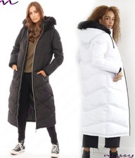 NEW Womens LADIES MAXI LONG PUFFER PARKA  Quilted WINTER COAT FUR HOOD LONG 