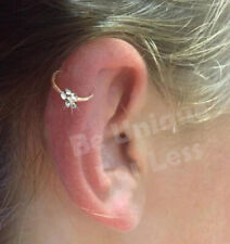 Flower Nose Ring Ear Cuff Sterling Silver CZ No Piercing Required- Fake Ring 20g